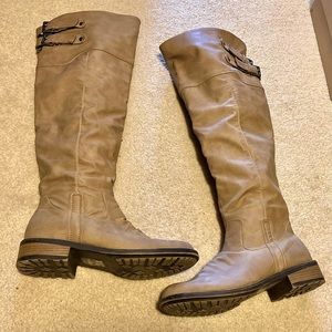 Taupe knee high boots